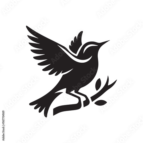 Silhouette of a bird vector icon for logo, and design photo