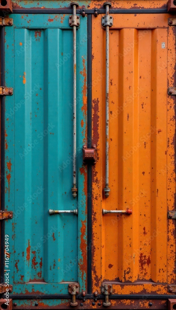 Corrugated metal storage container with bolts and rivets, structure, hardware, rivets Corrugated metal storage container with bolts and rivets, structure, hardware, rivets
