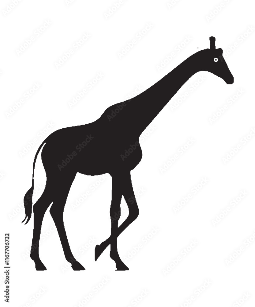 Fototapeta premium Giraffe silhouette vector with white background