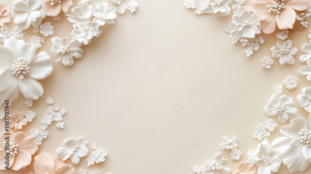 Elegant Cream and Peach Floral Border Design Elegant Cream and Peach Floral Border Design