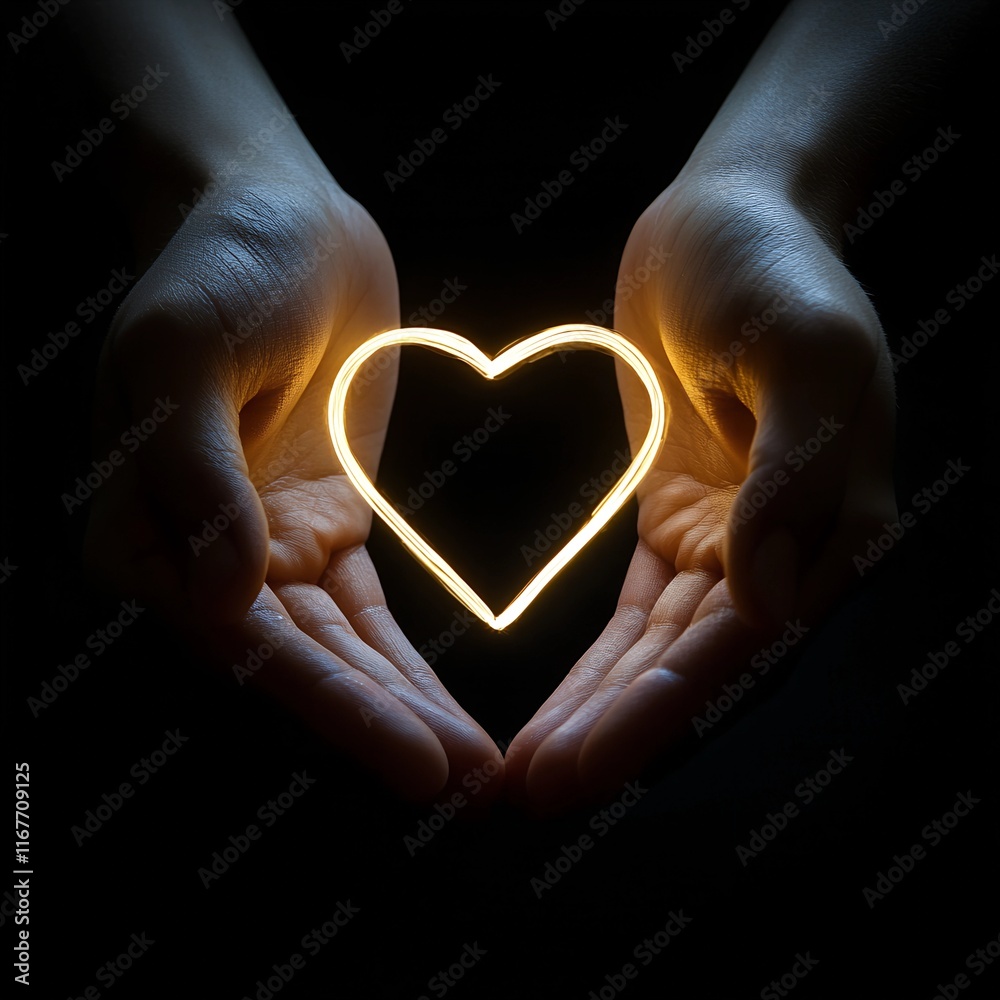 Fototapeta premium Glowing Hands Forming Heart Shape