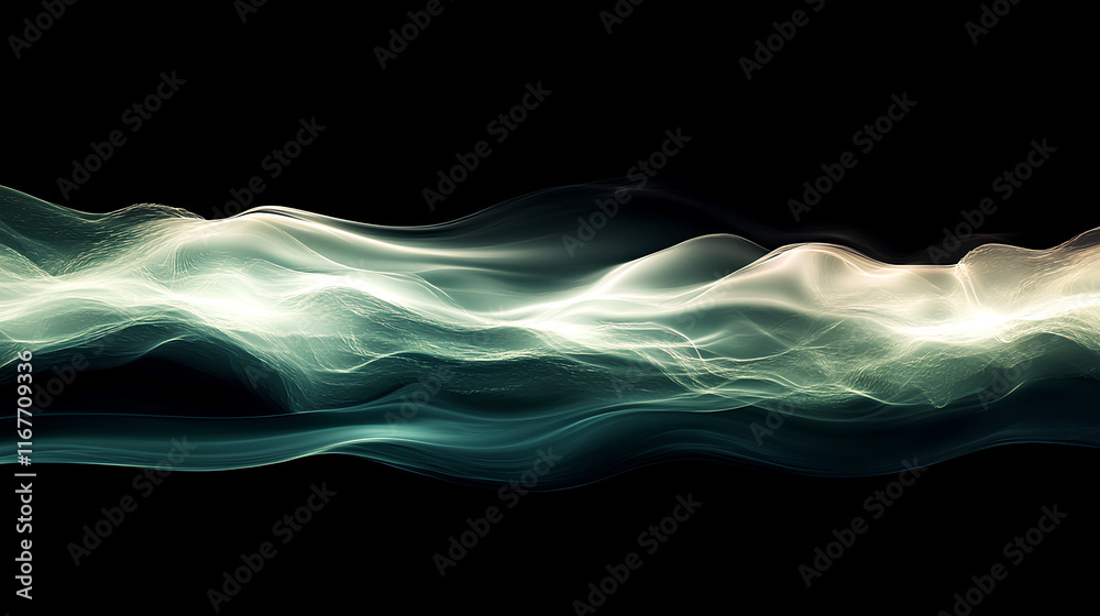 Abstract flowing waves with a soft gradient on black Abstract flowing waves with a soft gradient on black