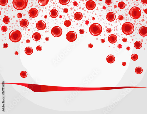 World donor day abstract wallpaper, 3d blood cells flowing in vein isolated on white background. Vector illustration. Medical border frame, hospital banner concept design