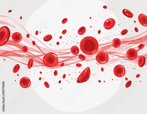 World donor day abstract wallpaper, 3d blood cells flowing in vein isolated on white background. Vector illustration. Medical border frame, hospital banner concept design