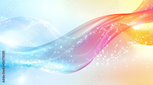 Abstract colorful wave design with sparkles