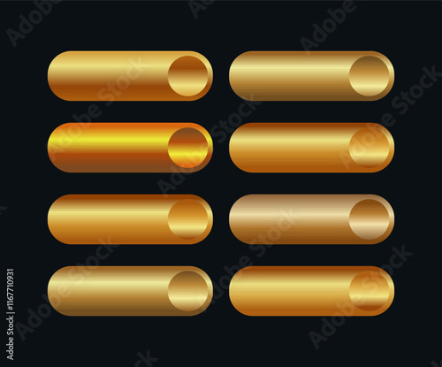 Golden CTA button template set.