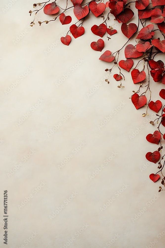 A set of red and gold love symbols forming a border on a soft Valentine�s Day backdrop A set of red and gold love symbols forming a border on a soft Valentine�s Day backdrop