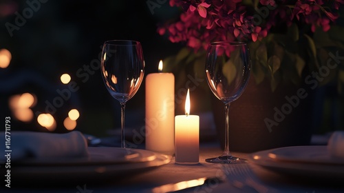 A romantic candlelight setting captured on a dark background.