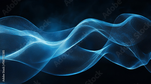 Abstract blue waves on a dark background
