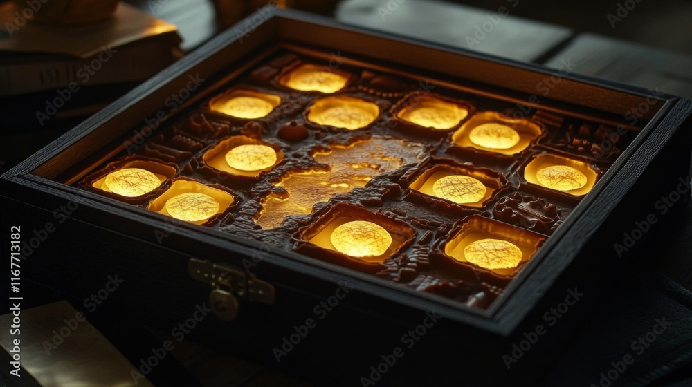 Illuminated Resin Box With Glowing Orbs Inside Illuminated Resin Box With Glowing Orbs Inside