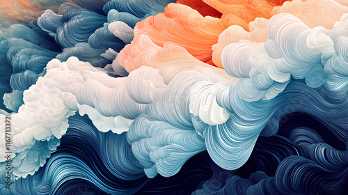 Abstract swirling waves in soft colors and textures