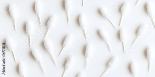 Cotton Swabs on White Background