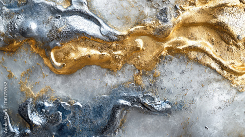 Abstract metallic texture with gold and silver waves photo