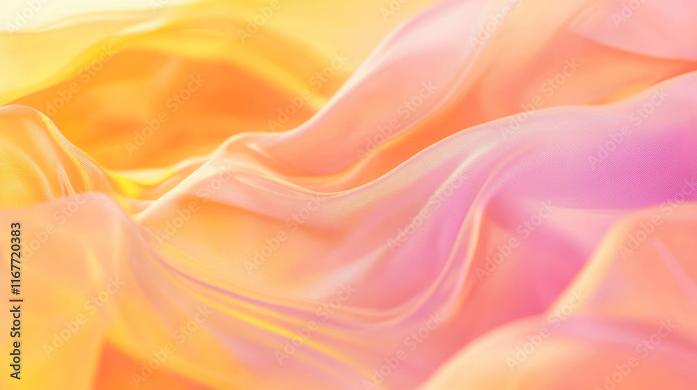 Obraz premium Vibrant swirling abstract waves in orange and pink fabric texture