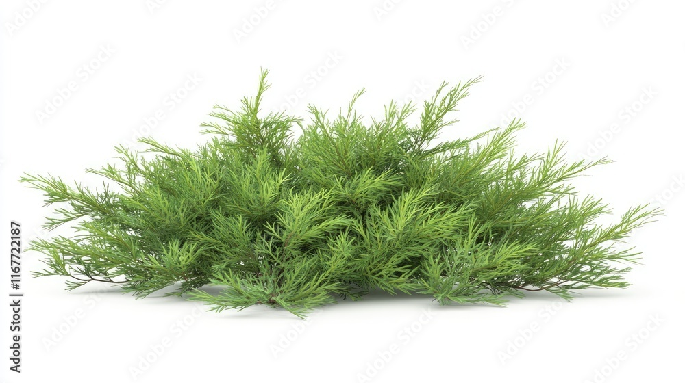 Fototapeta premium Lush green shrub isolated on white background.