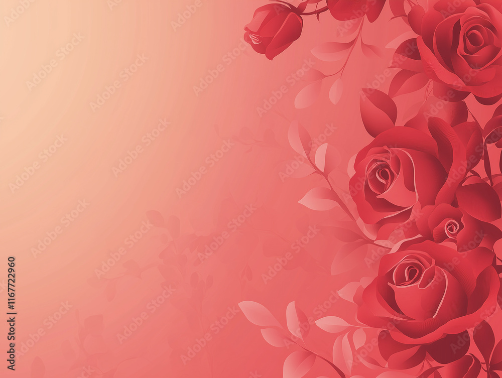 Valentine's day concept Red roses background with border with copy space Valentine's day concept Red roses background with border with copy space