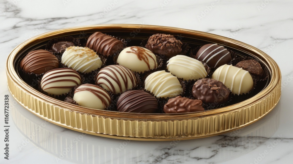 Assorted Chocolate Truffles In A Gold Box Assorted Chocolate Truffles In A Gold Box