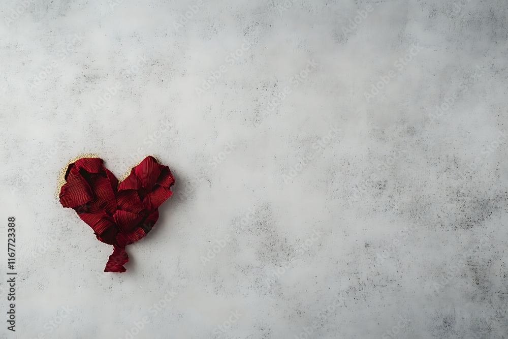red satin ribbon forming a heart with golden edges on a soft white background red satin ribbon forming a heart with golden edges on a soft white background