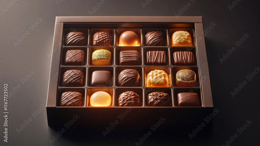 Assorted Chocolate Candies In A Brown Box Assorted Chocolate Candies In A Brown Box