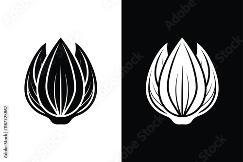 Endive icon vector on White Background ,Vector Art Illustration on white background.