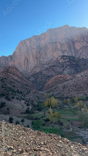 Panorama View of Mountains of Taghia Village, Zaouiat Ahnsal, Morocco photo