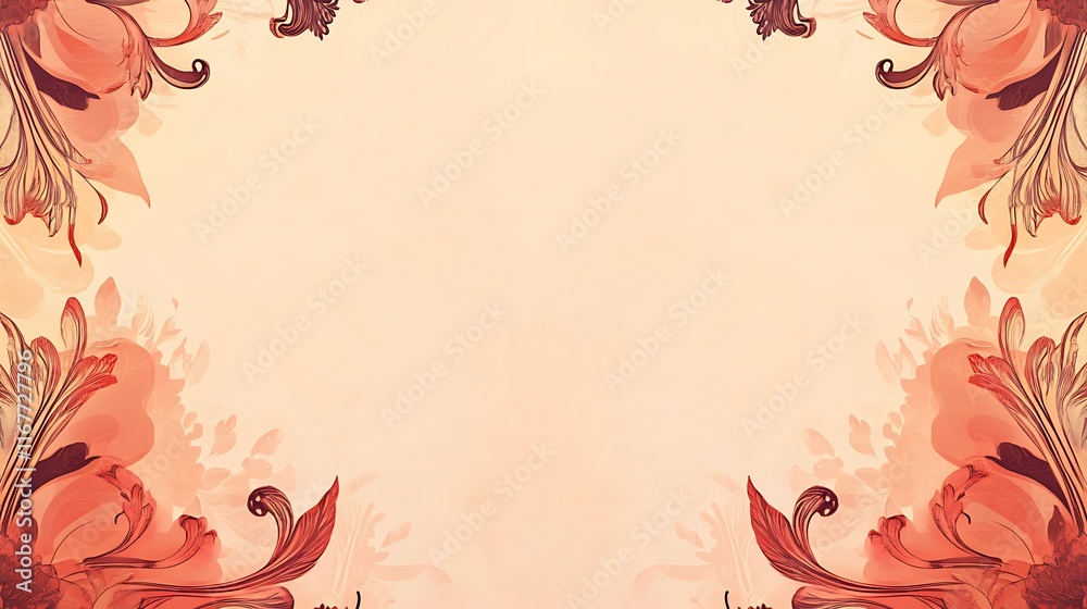 Obraz premium Elegant Peach Floral Frame Design With Artistic Flourishes