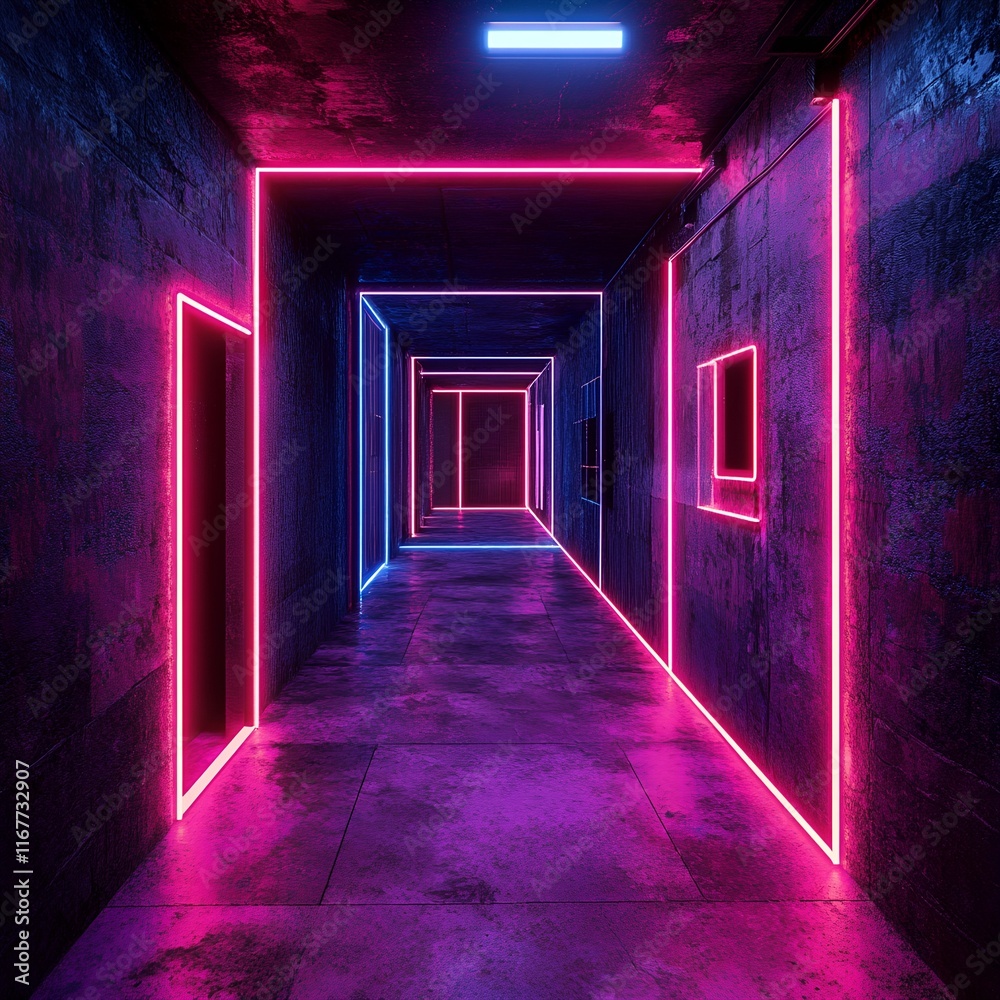 Fototapeta premium VR Escape Room Glowing Walls Immersive Game