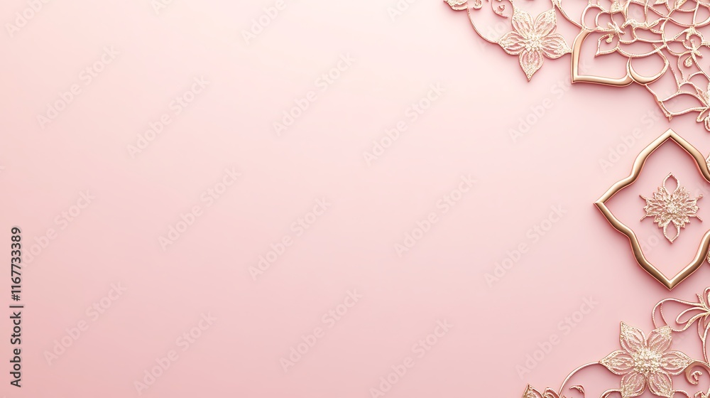 Naklejka premium Rose Gold Floral Design on Pink Background