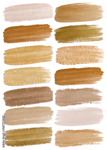 Soft watercolor swatches, earthy tones, warm hues, artistic brush strokes, color palette, design inspiration.
