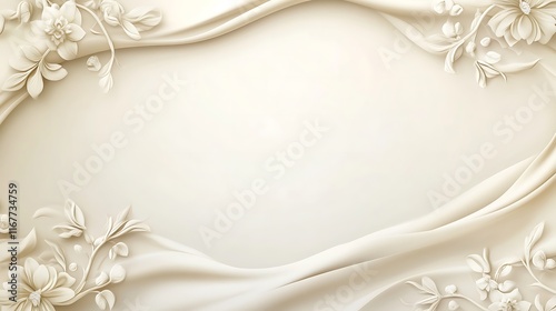 Elegant Cream Floral Frame With Draped Fabric