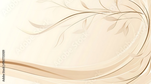 Abstract Beige Background with Elegant Branch Design