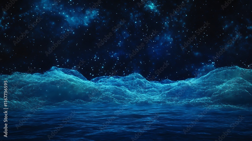 Fototapeta premium glowing blue wave pattern flowing across the screen with particle motion effects 