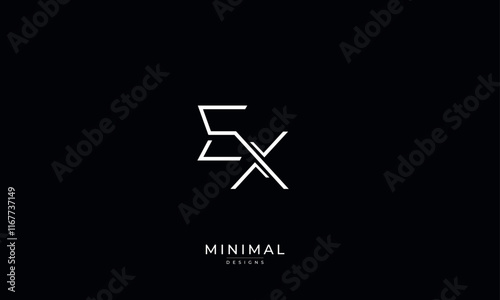 Alphabet letter icon logo EX