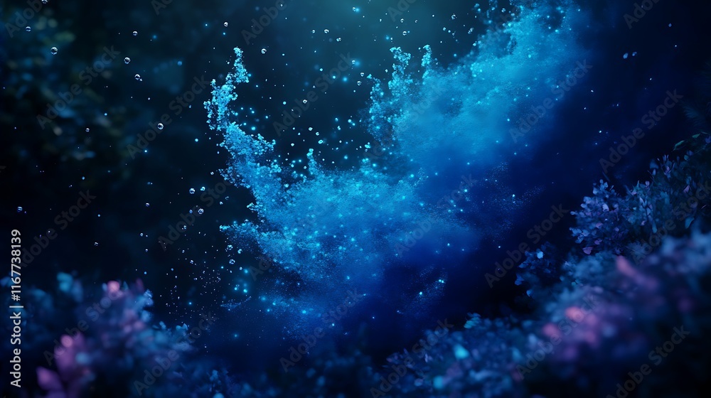 Fototapeta premium blue particle wave dynamically moving and pulsing in a dark digital environment 