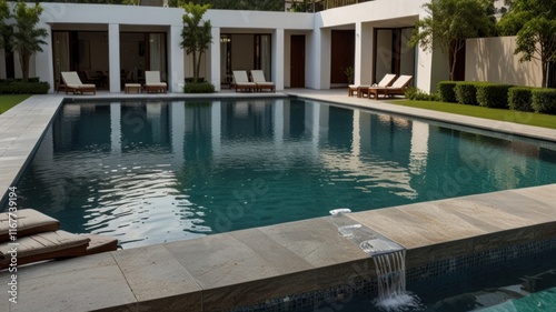 Wallpaper Mural Modern villa with rectangular pool and patio. Torontodigital.ca