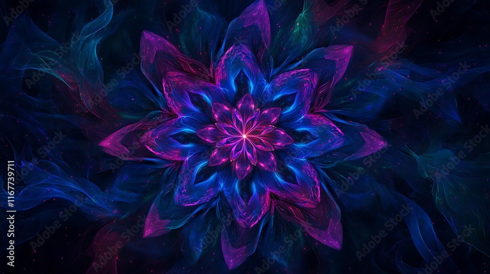 Fototapeta premium flowing digital lines creating geometric patterns with glowing neon edges