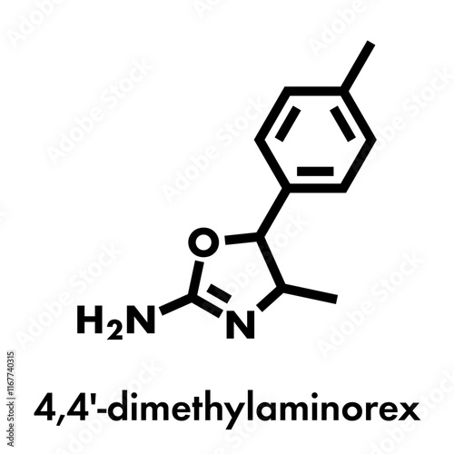 4,4'-Dimethylaminorex designer drug molecule. Skeletal formula. photo