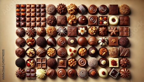 Luxury Assortment of Artisan Chocolates in Elegant Shapes and Styles