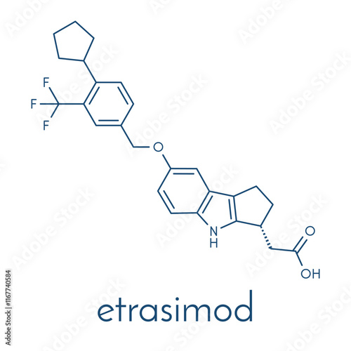 Etrasimod ulcerative colitis drug molecule. Skeletal formula.