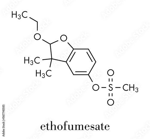 Ethofumesate herbicide molecule. Skeletal formula.