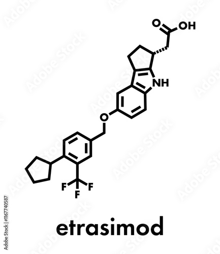 Etrasimod ulcerative colitis drug molecule. Skeletal formula.