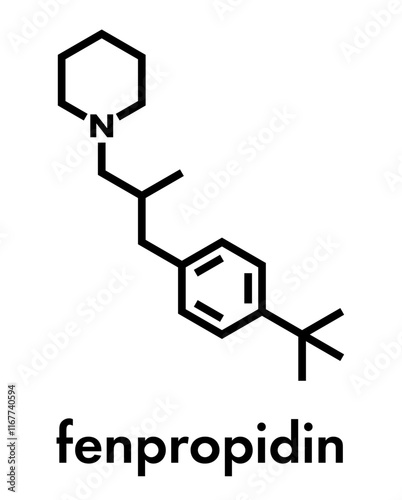 Fenpropidin fungicide molecule. Skeletal formula.