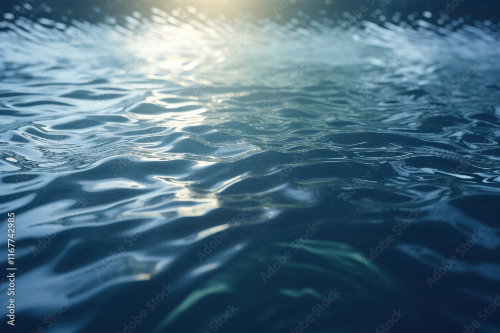 Serene water surface with gentle ripples reflecting sunlight in a tranquil natural setting Serene water surface with gentle ripples reflecting sunlight in a tranquil natural setting