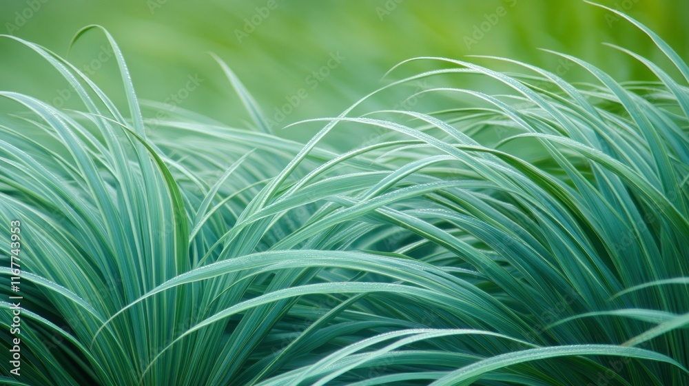 Fototapeta premium Serene Green Grass Blades in Nature's Embrace: A Tranquil Vista
