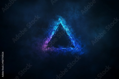 glowing blue abstract shapes over a dark grainy texture background for a futuristic banner design  photo