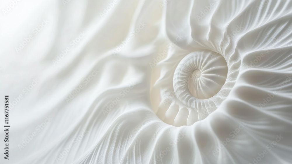 Obraz premium Serene Spiral: A Close-Up of a White Shell's Intricate Design