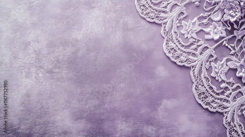 Elegant Lavender Fabric with Delicate White Lace Overlay