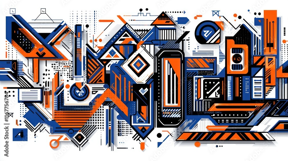 Abstract Geometric Composition: A Symphony of Shapes and Colors Abstract Geometric Composition: A Symphony of Shapes and Colors
