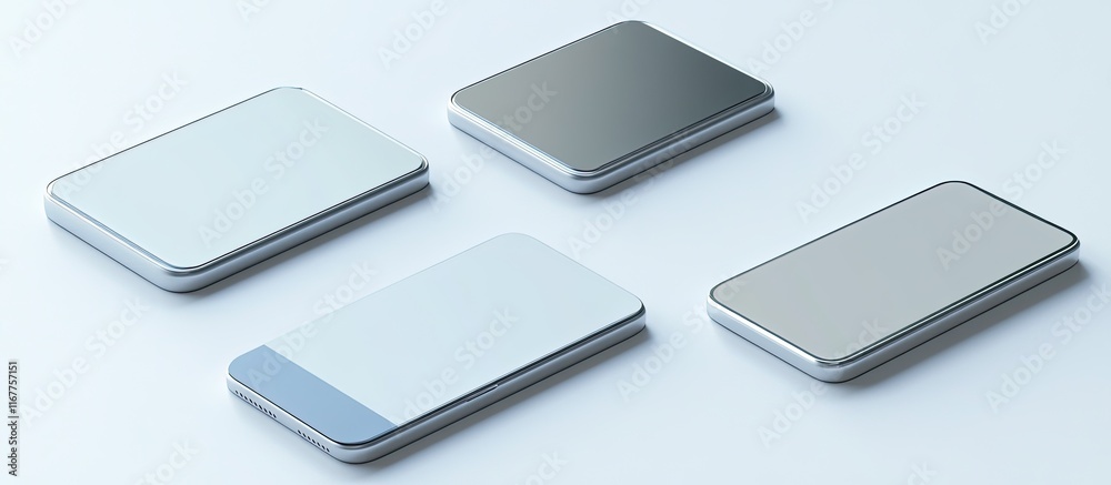 Four blank rectangular metal boxes on white background. Four blank rectangular metal boxes on white background.