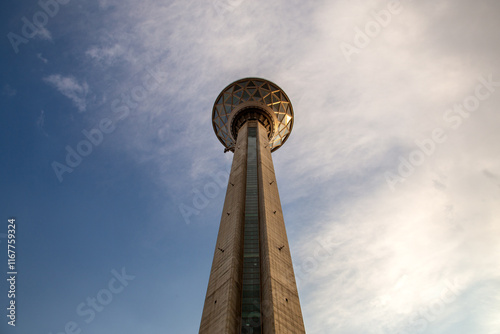 borje milad tehran iran tower against the blue sky 